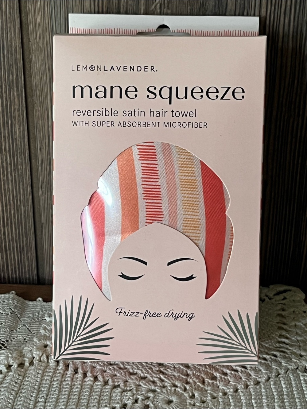 Mane Squeeze Reversible Satin Hair Towel - Coral Stripe